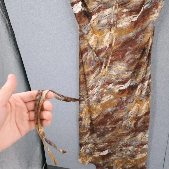 1.State Printed Lace Trim Halter Sleeveless Maxi Brown Multi Dress Womens XL - Picture 4 of 9